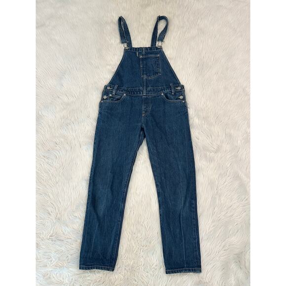 Levi’s Heritage Bib Denim Overalls Straight Leg Jeans Dark Wash Blue - Picture 2 of 13